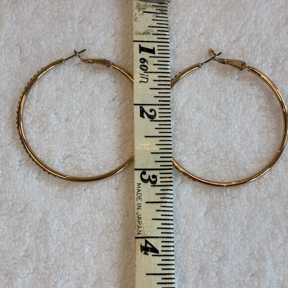 Gold Plated Cubic Zirconia Hoop Earrings Jewelry - Picture 6 of 6